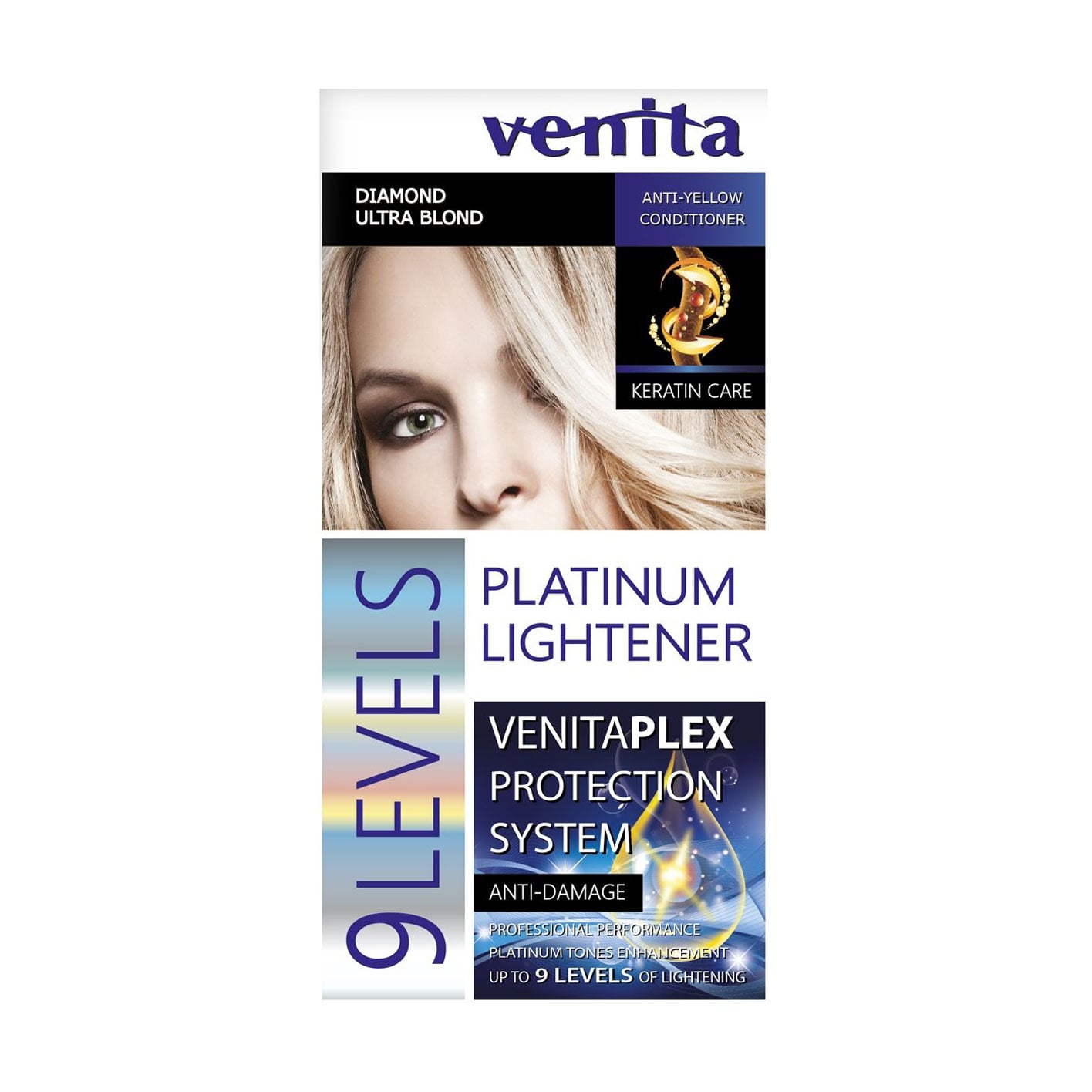Освітлювач для волосся Venita Platinum Lightener 9 Levels, Diamond Ultra Blond, 125 мл